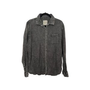 Long sleeve black denim button up